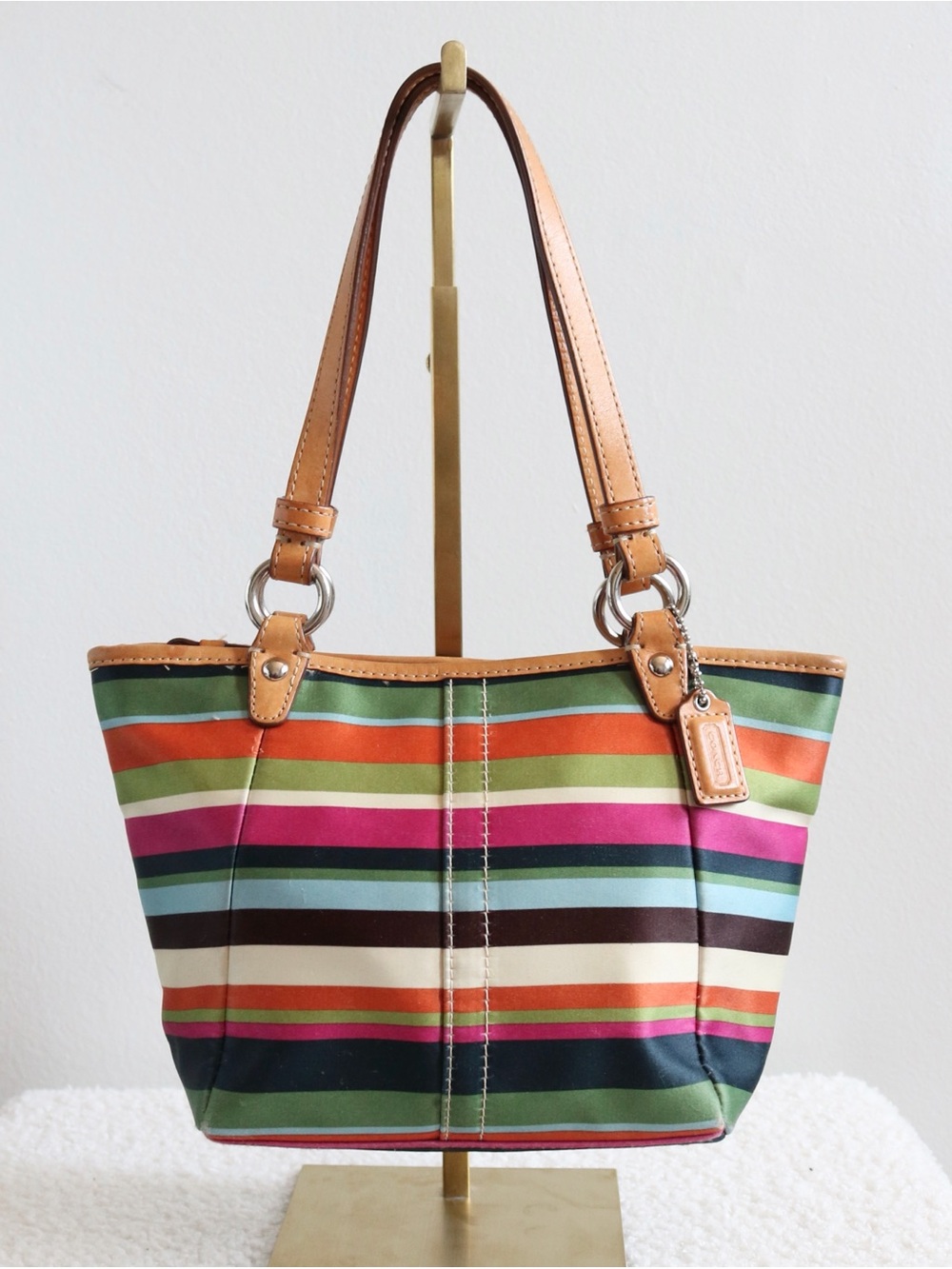 Vintage Coach Legacy Stripe Satin Mini Tote